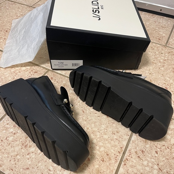 Vicky Black Leather Platform sz 10 - Picture 2 of 15